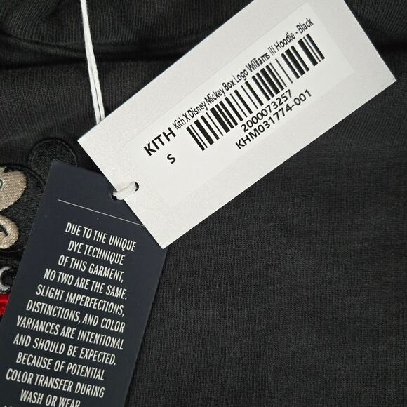 Kith X Disney Mickey Box Logo Williams III Hoodie Black Size Small New With Tags - Picture 7 of 8